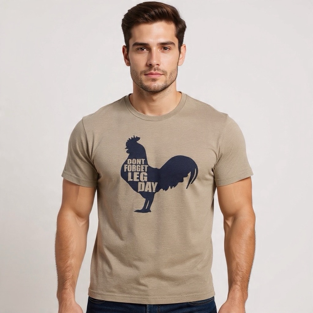 Tee N Tee Designs “Don’t Forget Leg Day” Funny Chicken Workout Graphic Tee Sz L